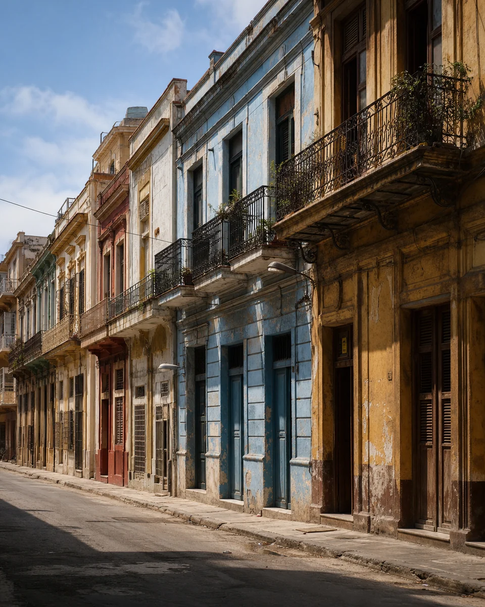 Fachadas y balcones inspirados en Centro Habana