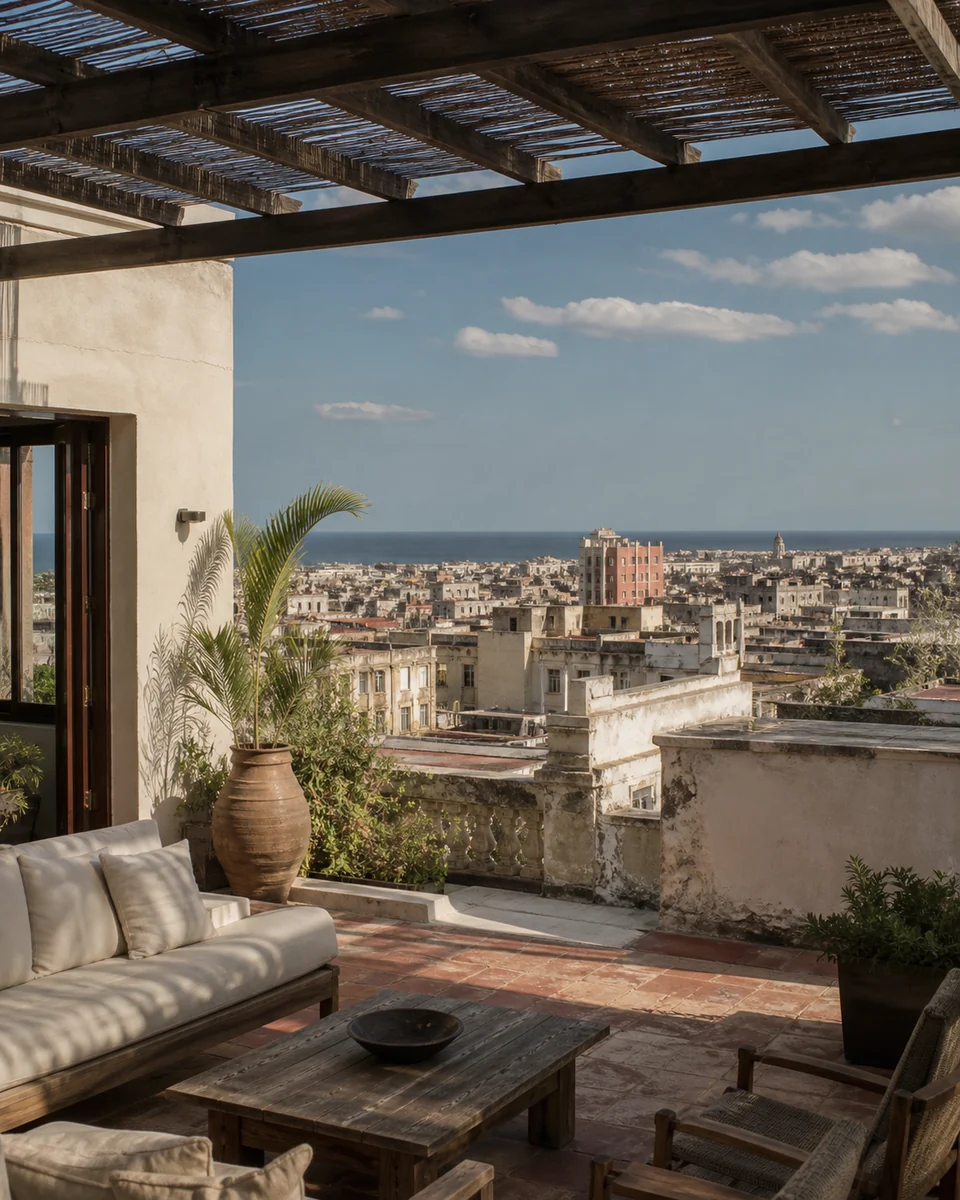 Terraza de un penthouse con vistas de La Habana