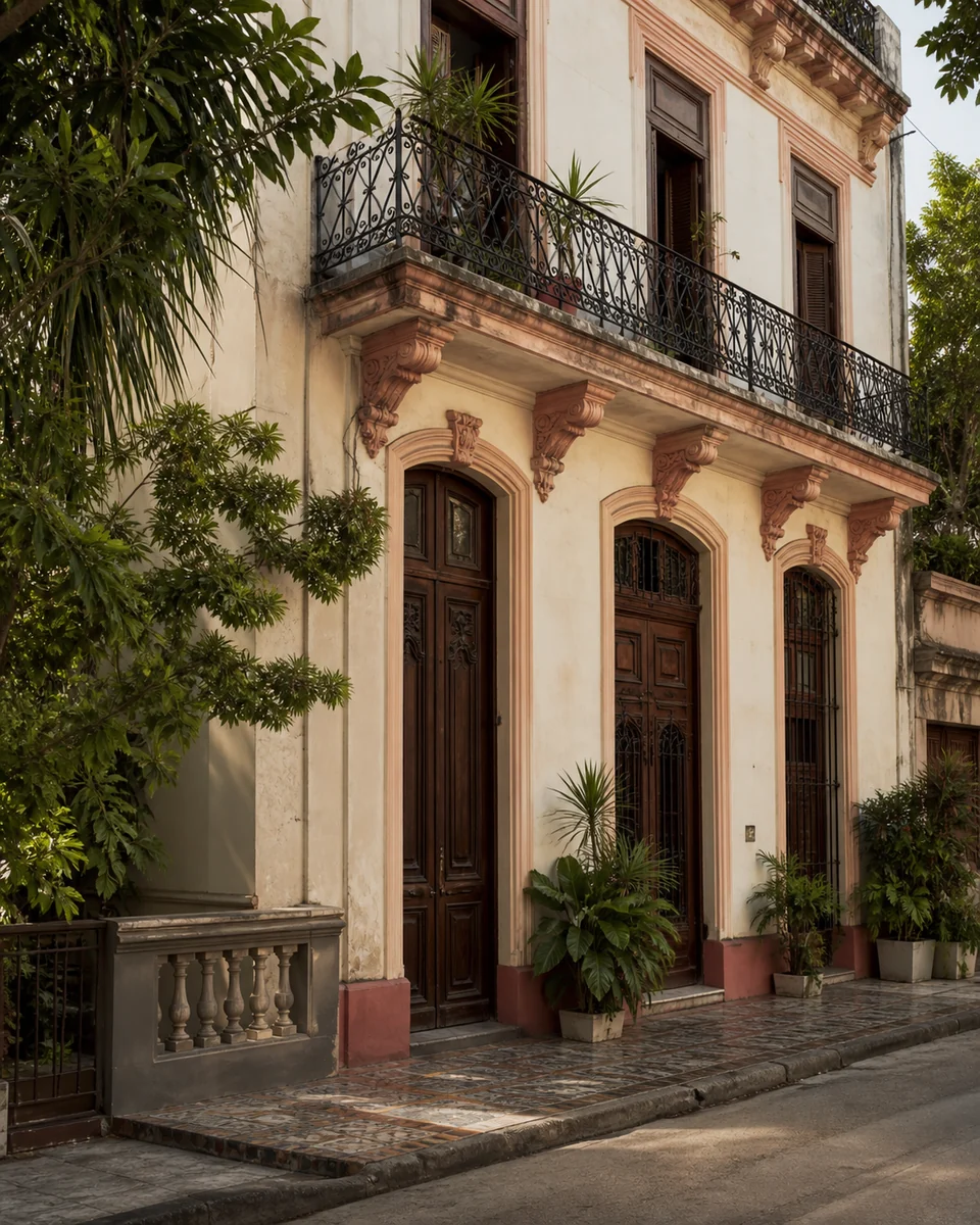 Fachada residencial habanera para explorar propiedades en venta